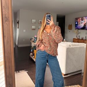 525 AMERICA Half Button Pullover Sweater